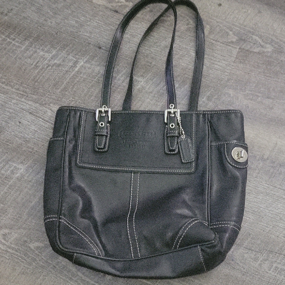 Black Leather Tote Bag